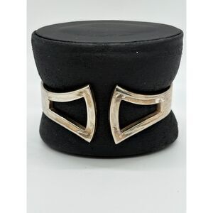 Clamp Bracelet Silver Tone Open Design 2 3/8 Inch Across